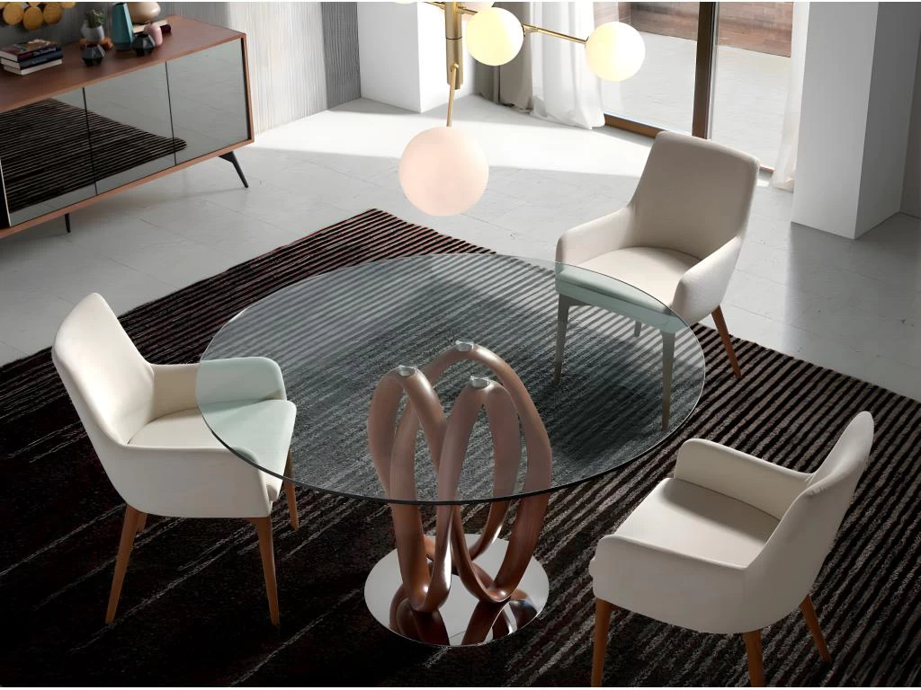 Table à Manger En Verre Trempé Noyer 1021 ANGEL CERDA 6 Table à Manger En Verre Trempé Noyer 1021 ANGEL CERDA – Image 4