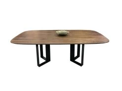 Table Ovale Noyer Naturel Et Métal - 220L X 115P 7 Table Ovale Noyer Naturel Et Métal - 220L X 115P -Magasin de meubles de restaurant table a manger 15163627