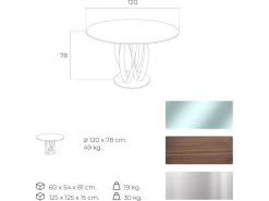 Table De Diner Pietement Courbé Noyer Massif Plateau Verre Trempé Et Piétement Acier -Magasin de meubles de restaurant table a manger 15465525