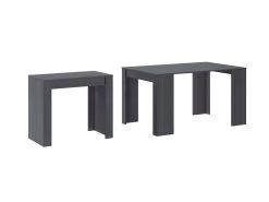 Table Console Extensible Avec Rallonges,jusqu'a 140 Cm, Couleur Grise.