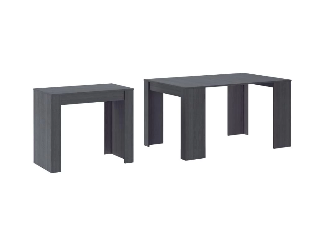 Table Console Extensible Avec Rallonges,jusqu'a 140 Cm, Couleur Grise. 3 Table Console Extensible Avec Rallonges,jusqu'a 140 Cm, Couleur Grise.