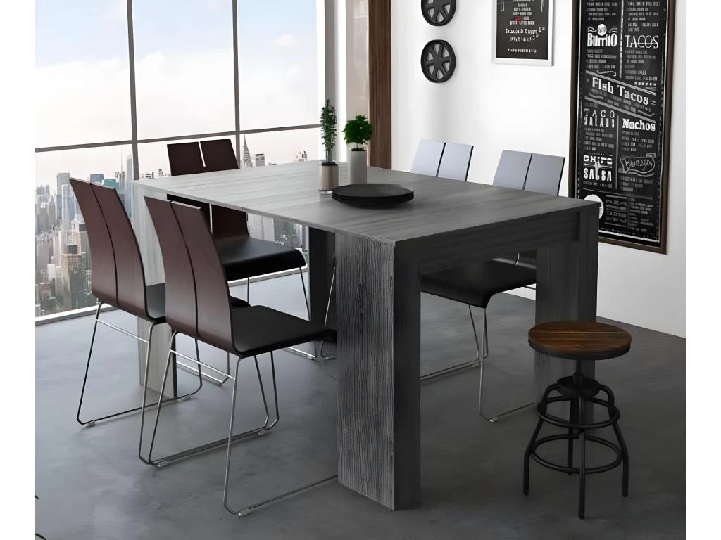 Table Console Extensible Avec Rallonges,jusqu'a 140 Cm, Couleur Grise. 4 Table Console Extensible Avec Rallonges,jusqu'a 140 Cm, Couleur Grise. â Image 2