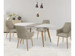 Table à Manger Extensible 160-200 X 90 X 77 Cm - Blanc/Chêne San Remo