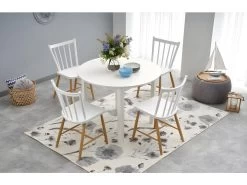 Table à Manger Extensible Ovale 102-142 X 102 X 76 Cm - Blanc -Magasin de meubles de restaurant table a manger 17562897