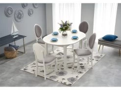 Table à Manger Extensible Ovale 102-142 X 102 X 76 Cm - Blanc -Magasin de meubles de restaurant table a manger 17562899