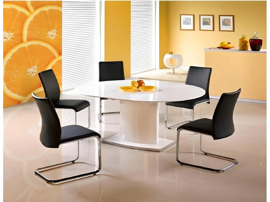 Table à Manger Extensible 120-160 Cm X 120 Cm X 76 Cm - Blanc 3 Table à Manger Extensible 120-160 Cm X 120 Cm X 76 Cm - Blanc