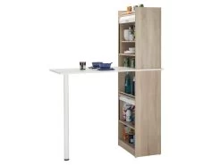 Table Comptoir De Cuisine + Meubles Rangement Blanc/Chêne - LUFAY