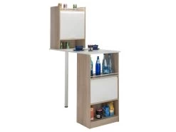 Table Comptoir De Cuisine + Meubles Rangement Blanc/Chêne - LUFAY 12 Table Comptoir De Cuisine + Meubles Rangement Blanc/Chêne - LUFAY -Magasin de meubles de restaurant table a manger 17630995