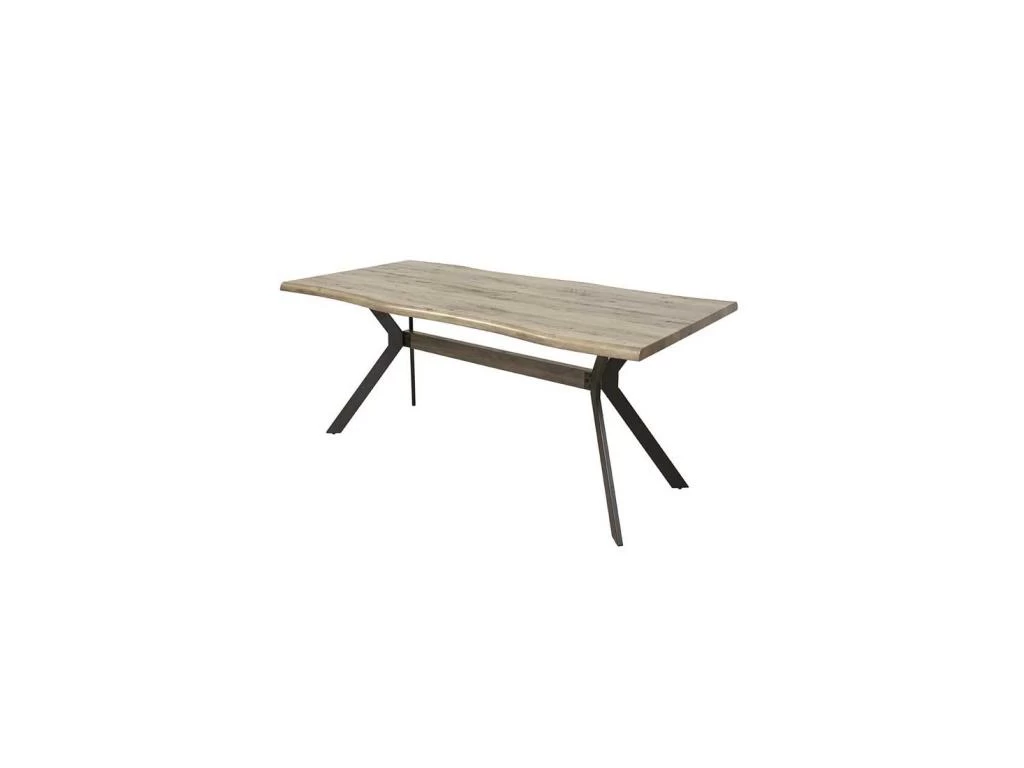 Table De Repas Rectangulaire 200 Cm Bois Naturel/Métal - CYRILLE 3 Table De Repas Rectangulaire 200 Cm Bois Naturel/Métal - CYRILLE