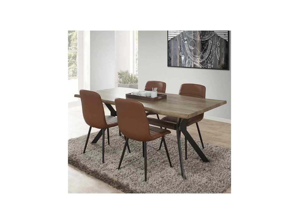 Table De Repas Rectangulaire 200 Cm Bois Naturel/Métal - CYRILLE 4 Table De Repas Rectangulaire 200 Cm Bois Naturel/Métal - CYRILLE – Image 2