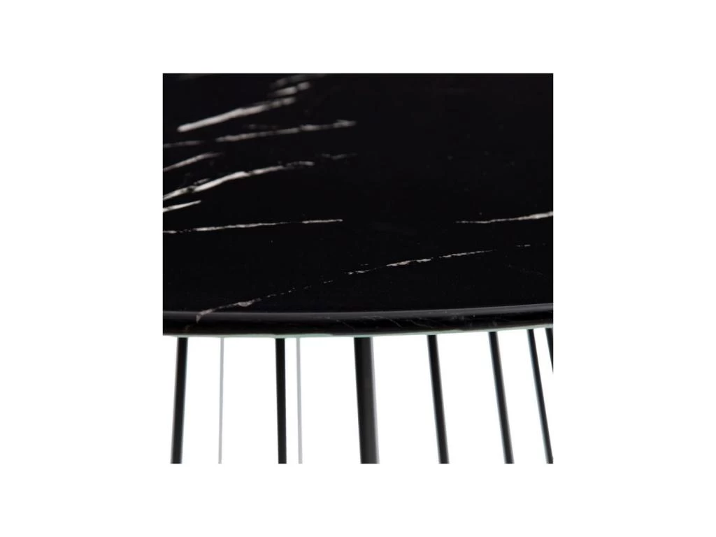 Table De Repas Ronde Effet Marbre Noir - RAYMONDE 5 Table De Repas Ronde Effet Marbre Noir - RAYMONDE – Image 3