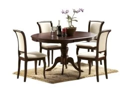 Table à Manger Ovale 106-141 X 106 X 76 Cm - Noyer Foncé -Magasin de meubles de restaurant table a manger 17870099