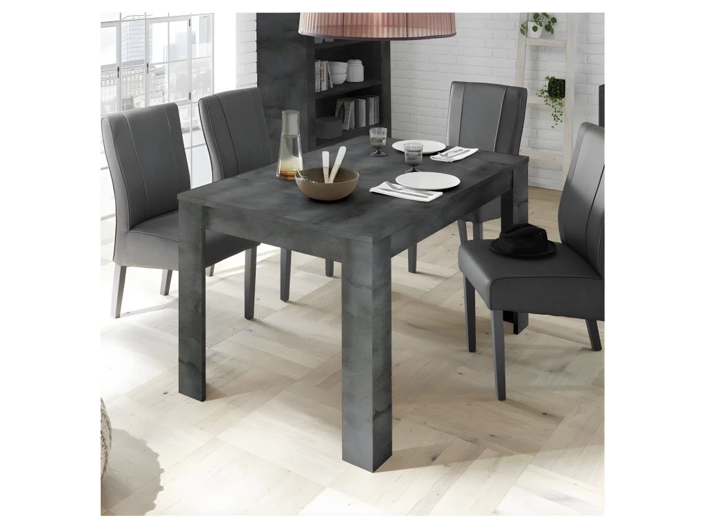 Table De Repas à Allonge Béton Ciré Foncé - LUBIO 4 Table De Repas à Allonge Béton Ciré Foncé - LUBIO – Image 2