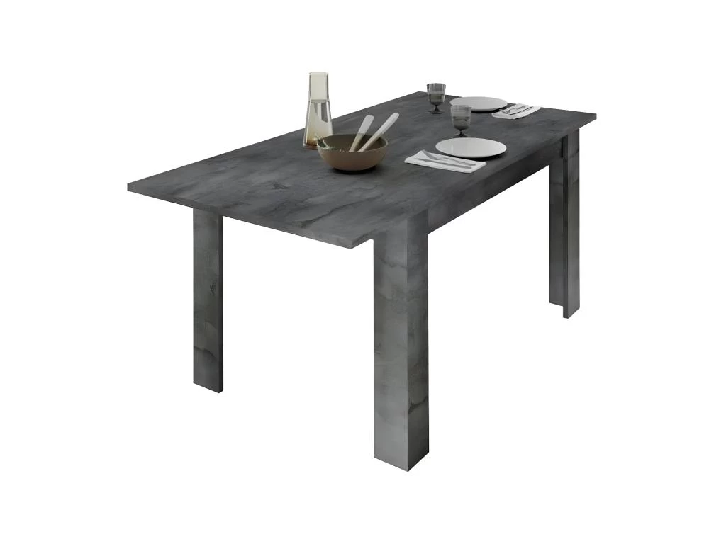 Table De Repas à Allonge Béton Ciré Foncé - LUBIO 5 Table De Repas à Allonge Béton Ciré Foncé - LUBIO – Image 3