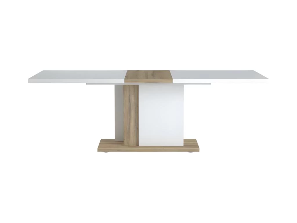 Table De Repas Avec Allonges Blanc Laqué/Chêne Doré 180*90 Cm - STAIN 4 Table De Repas Avec Allonges Blanc Laqué/Chêne Doré 180*90 Cm - STAIN – Image 2
