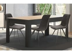 Table à Manger 160 Cm Coloris Noir Et Bois Wiva - Naturel Clair -Magasin de meubles de restaurant table a manger 18397357