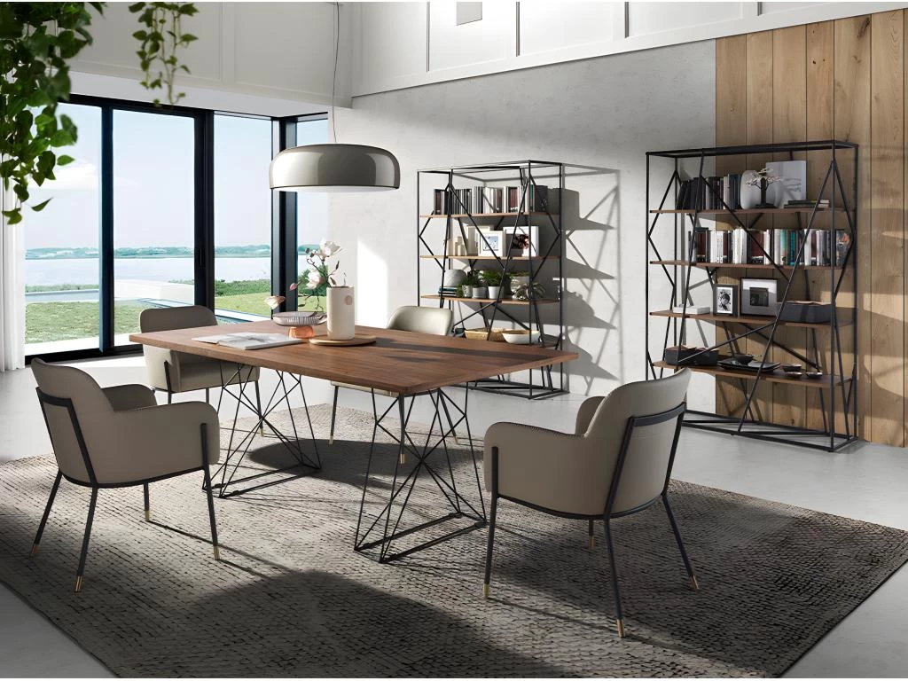 Table à Manger Rectangle Et Acier Noir 1107 ANGEL CERDA 5 Table à Manger Rectangle Et Acier Noir 1107 ANGEL CERDA – Image 3