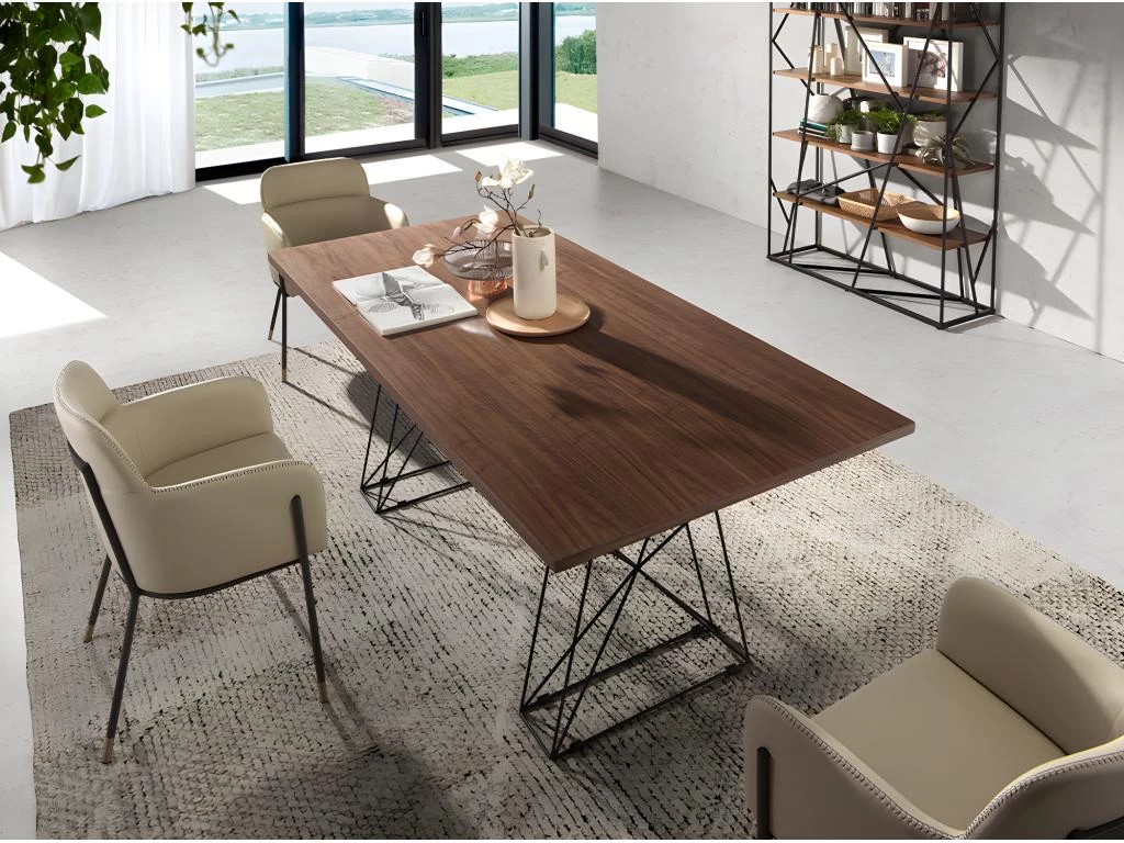 Table à Manger Rectangle Et Acier Noir 1107 ANGEL CERDA 6 Table à Manger Rectangle Et Acier Noir 1107 ANGEL CERDA – Image 4