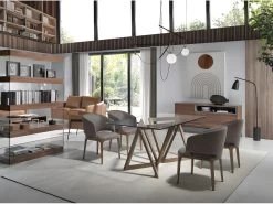 Table à Manger En Verre Et Noyer 1102 ANGEL CERDA -Magasin de meubles de restaurant table a manger 18423085