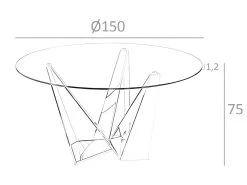 Table à Manger En Verre Et Acier Chromé 1042 ANGEL CERDA -Magasin de meubles de restaurant table a manger 18423507