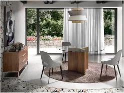 Table De Salle à Manger En Bois De Noyer Et Verre 1094 ANGEL CERDA -Magasin de meubles de restaurant table a manger 18423595