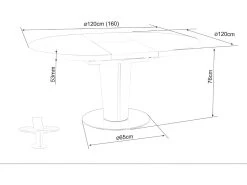 Table à Manger Extensible 120-160 X 120 X 76 Cm - Blanc -Magasin de meubles de restaurant table a manger 18832037