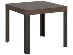 Table Extensible 90x90/246 Cm Linea Noyer Cadre Anthracite