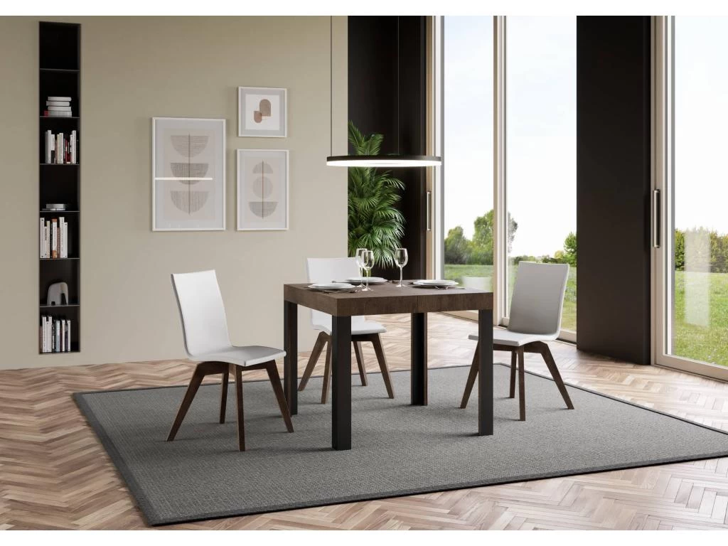 Table Extensible 90x90/246 Cm Linea Noyer Cadre Anthracite 4 Table Extensible 90x90/246 Cm Linea Noyer Cadre Anthracite – Image 2
