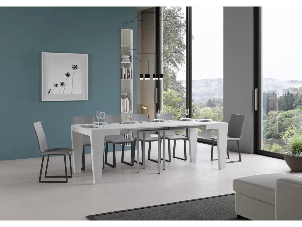 Table Extensible 90x90/246 Cm Spimbo Frêne Blanc 5 Table Extensible 90x90/246 Cm Spimbo Frêne Blanc – Image 3