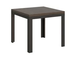 Table Extensible Portefeuille 90x90/180 Cm Linea Libra Noyer Cadre Anthracite