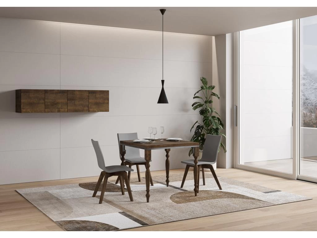 Table Extensible Portefeuille 90x90/180 Cm Romagna Libra Noyer Cadre Gris 4 Table Extensible Portefeuille 90x90/180 Cm Romagna Libra Noyer Cadre Gris – Image 2