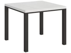 Table Extensible Portefeuille 90x90/180 Cm Everyday Libra Frêne Blanc Cadre Anthracite