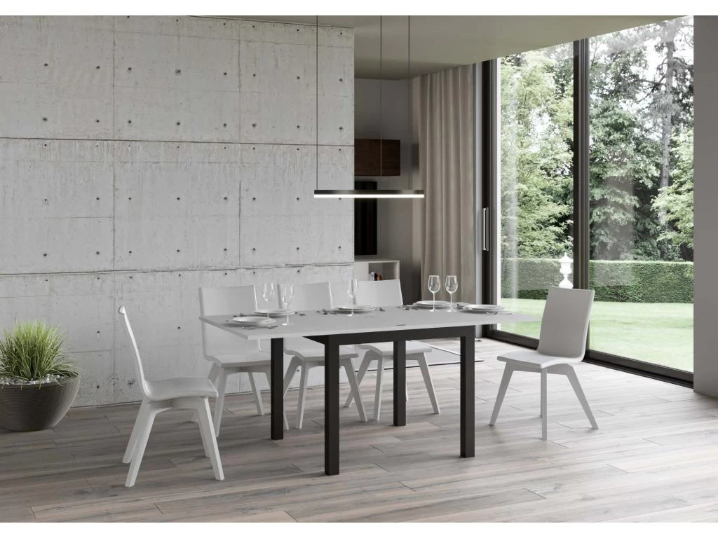 Table Extensible Portefeuille 90x90/180 Cm Everyday Libra Frêne Blanc Cadre Anthracite 5 Table Extensible Portefeuille 90x90/180 Cm Everyday Libra Frêne Blanc Cadre Anthracite – Image 3