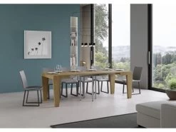 Table Extensible 90x90/246 Cm Spimbo Chêne Nature -Magasin de meubles de restaurant table a manger 18960643