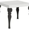 Table Extensible 90x90/246 Cm Paxon Frêne Blanc Cadre Anthracite -Magasin de meubles de restaurant table a manger 18961247