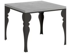 Table Extensible Portefeuille 90x90/180 Cm Paxon Libra Ciment Cadre Anthracite
