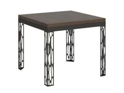 Table Extensible Portefeuille 90x90/180 Cm Ghibli Libra Noyer Cadre Anthracite