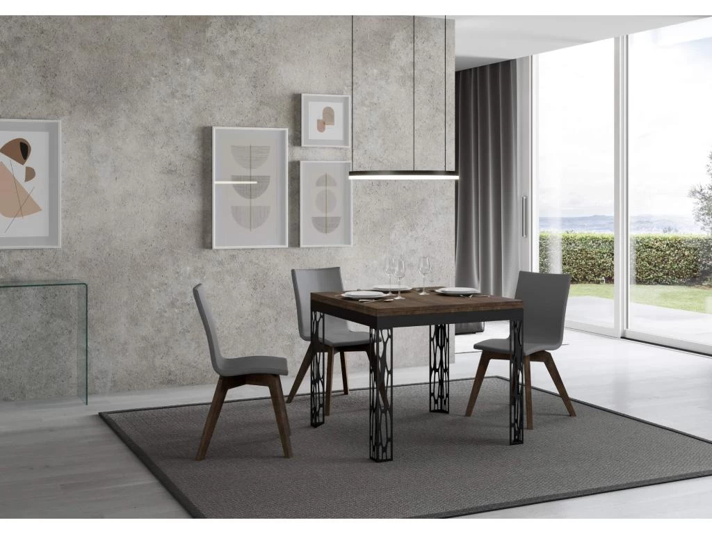Table Extensible Portefeuille 90x90/180 Cm Ghibli Libra Noyer Cadre Anthracite 4 Table Extensible Portefeuille 90x90/180 Cm Ghibli Libra Noyer Cadre Anthracite – Image 2