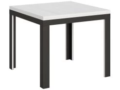 Table Extensible Portefeuille 90x90/180 Cm Linea Libra Frêne Blanc Cadre Anthracite