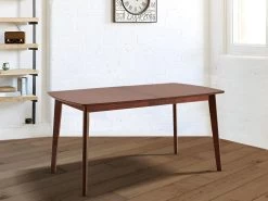 Table à Manger Extensible 6 à 8 Couverts En MDF Et Hêtre Massif - Naturel - SILVIA