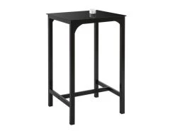 Table De Bar Carrée Table De Salle À Manger Plateau En Verre Pieds En Acier Robuste Noir, Ogt38-sch