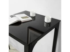 Table De Bar Carrée Table De Salle À Manger Plateau En Verre Pieds En Acier Robuste Noir, Ogt38-sch -Magasin de meubles de restaurant table a manger 19379317