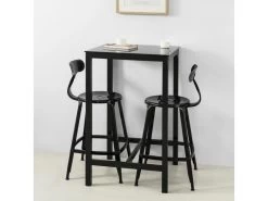 Table De Bar Carrée Table De Salle À Manger Plateau En Verre Pieds En Acier Robuste Noir, Ogt38-sch -Magasin de meubles de restaurant table a manger 19379321