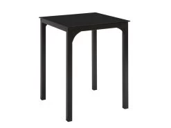 Table à Manger Carrée Noir Plateau En Verre Forme Carrée Pieds En Acier Robuste, OGT38-K-SCH