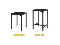 Table à Manger Carrée Noir Plateau En Verre Forme Carrée Pieds En Acier Robuste, OGT38-K-SCH -Magasin de meubles de restaurant table a manger 19380649