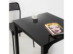 Table à Manger Carrée Noir Plateau En Verre Forme Carrée Pieds En Acier Robuste, OGT38-K-SCH -Magasin de meubles de restaurant table a manger 19380657