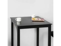 Table à Manger Carrée Noir Plateau En Verre Forme Carrée Pieds En Acier Robuste, OGT38-K-SCH -Magasin de meubles de restaurant table a manger 19380659