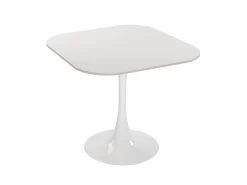 Table De Salle à Manger Cloe, 73 X 80 X 80 Cm, Bois, PVC Et Métal, Blanc