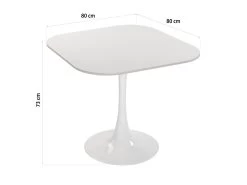 Table De Salle à Manger Cloe, 73 X 80 X 80 Cm, Bois, PVC Et Métal, Blanc 9 Table De Salle à Manger Cloe, 73 X 80 X 80 Cm, Bois, PVC Et Métal, Blanc -Magasin de meubles de restaurant table a manger 19441031