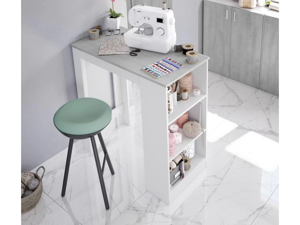 Table Haute Avec Rangements Blanc/Béton - SIMINTI - L 103 X L 50 X H 105 Cm 3 Table Haute Avec Rangements Blanc/Béton - SIMINTI - L 103 X L 50 X H 105 Cm